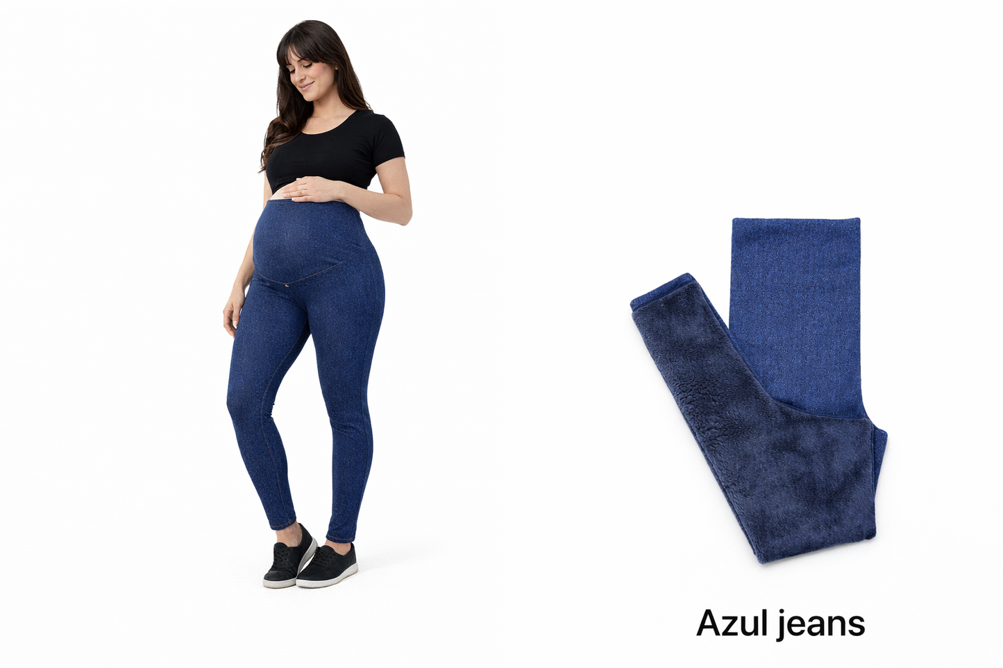 Calza Chiporro Azul Jeans Pitillo Maternal Embarazo