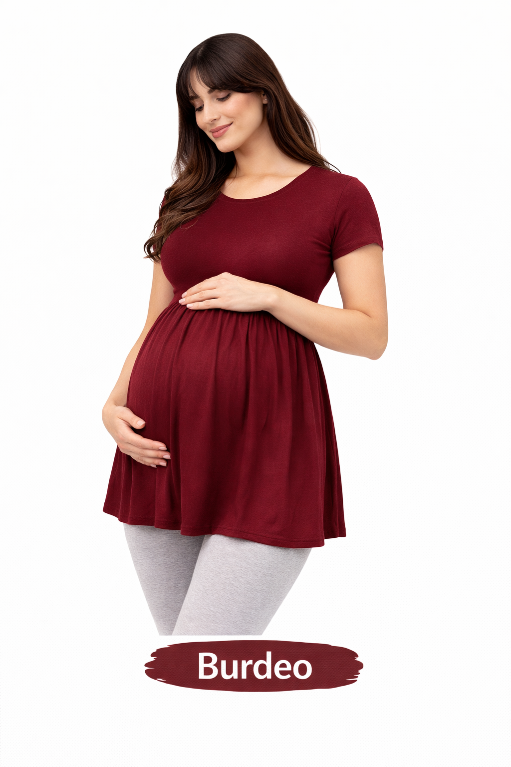Polera Maternal Unicolor Burdeo Maternal Embarazo