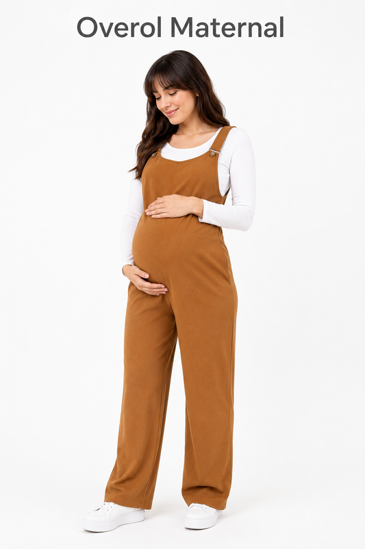 Overol Lino Maternal Café Claro