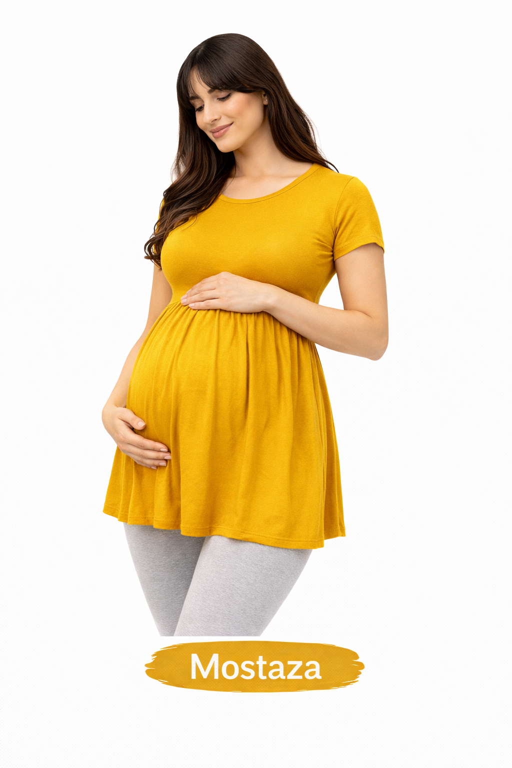 Polera Maternal Unicolor Mostaza Maternal Embarazo