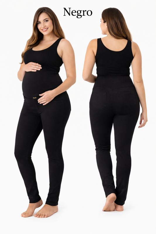 Pantalon Calza Jeans Negro Maternal Embarazo