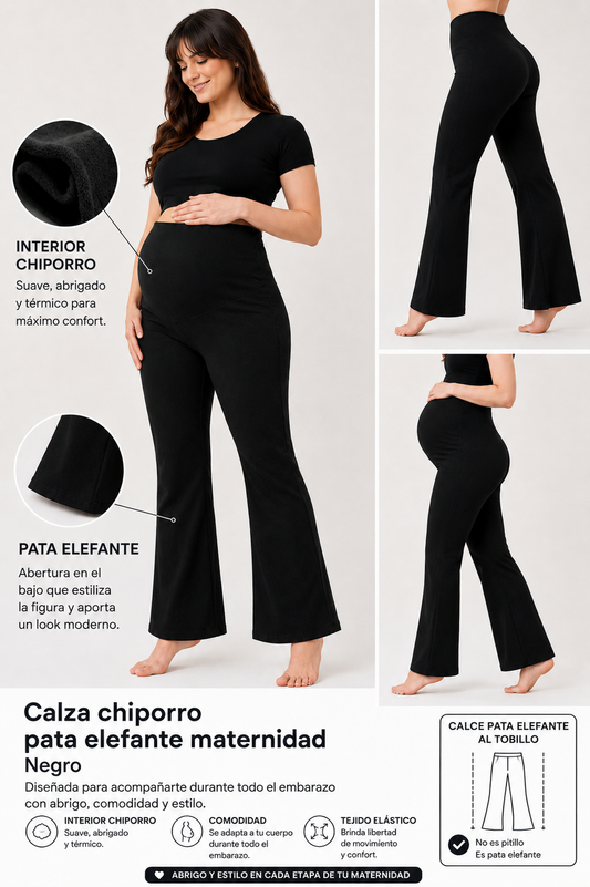 Calza Chiporro Pata Elefante Negro Maternal Embarazo