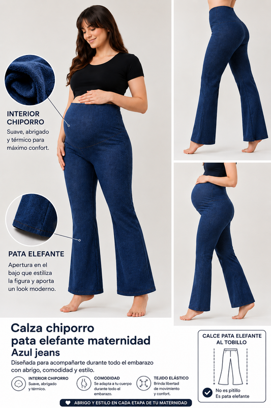 Calza Chiporro Pata Elefante Azul Maternal Embarazo