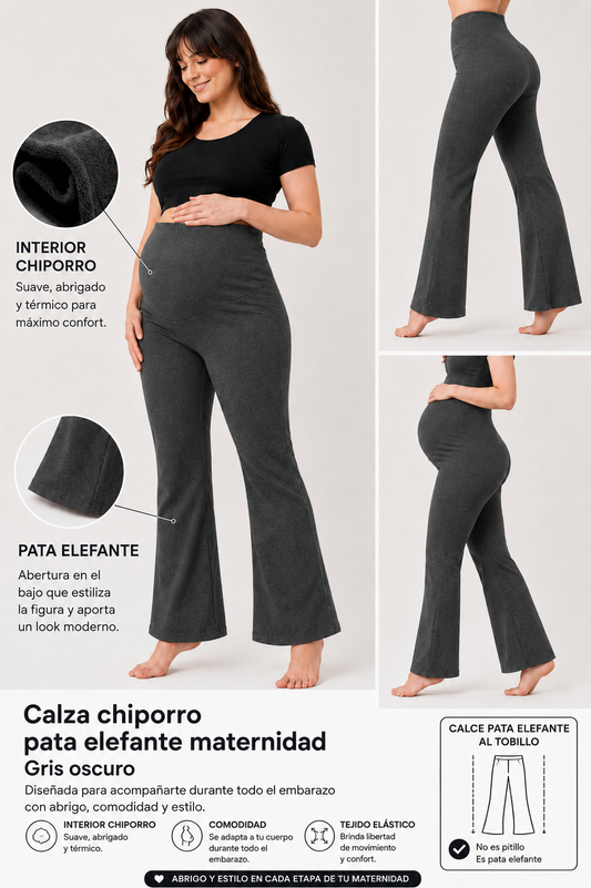 Calza Chiporro Pata Elefante Gris Oscuro Maternal Embarazo