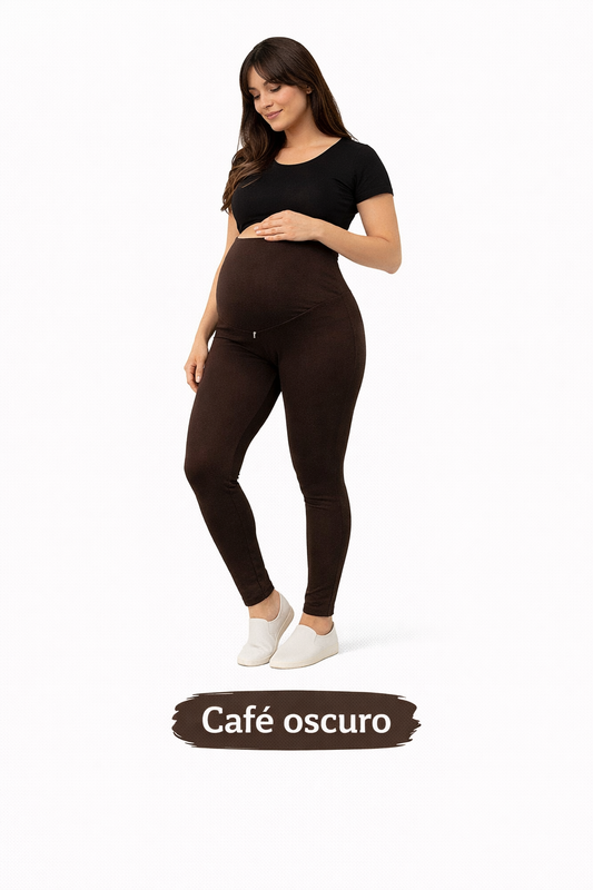 Calza Algodon Cafe Marron Pitillo Maternal Embarazo